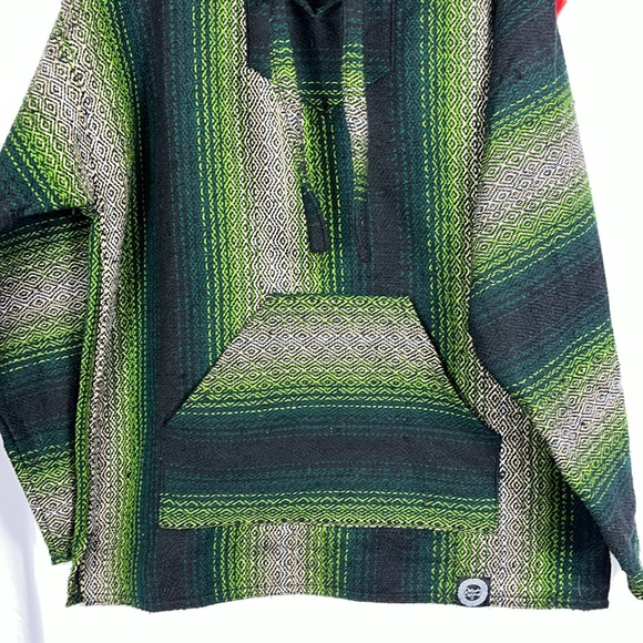 ORIZABA ORIGINAL Baja hoodie long sleeve kangaroo pocket blue-green Sz XL - Picture 7 of 12